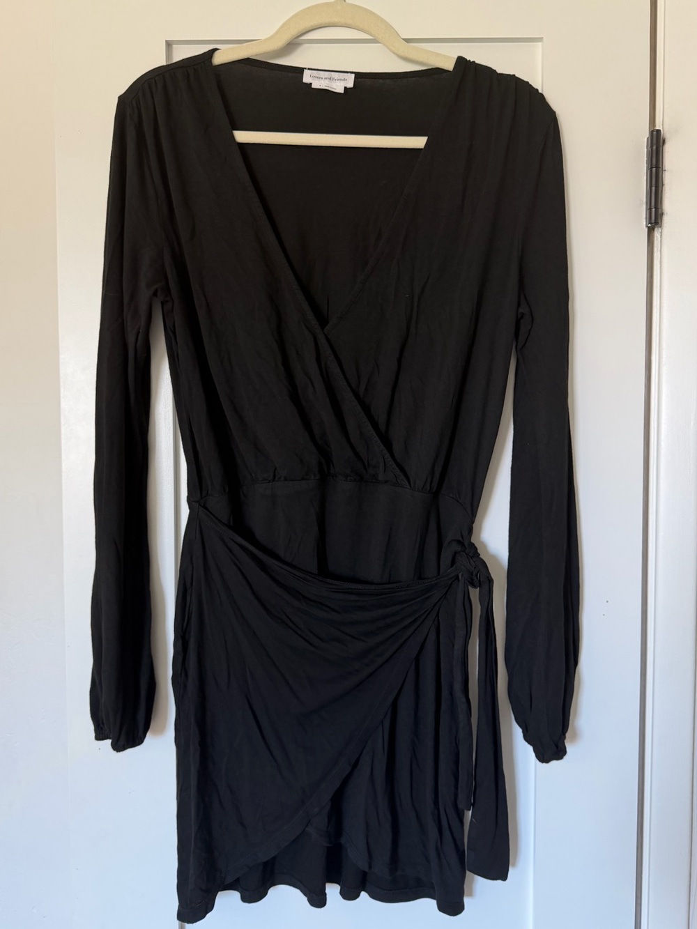 Lovers + Friends Black Long-Sleeve Wrap Dress